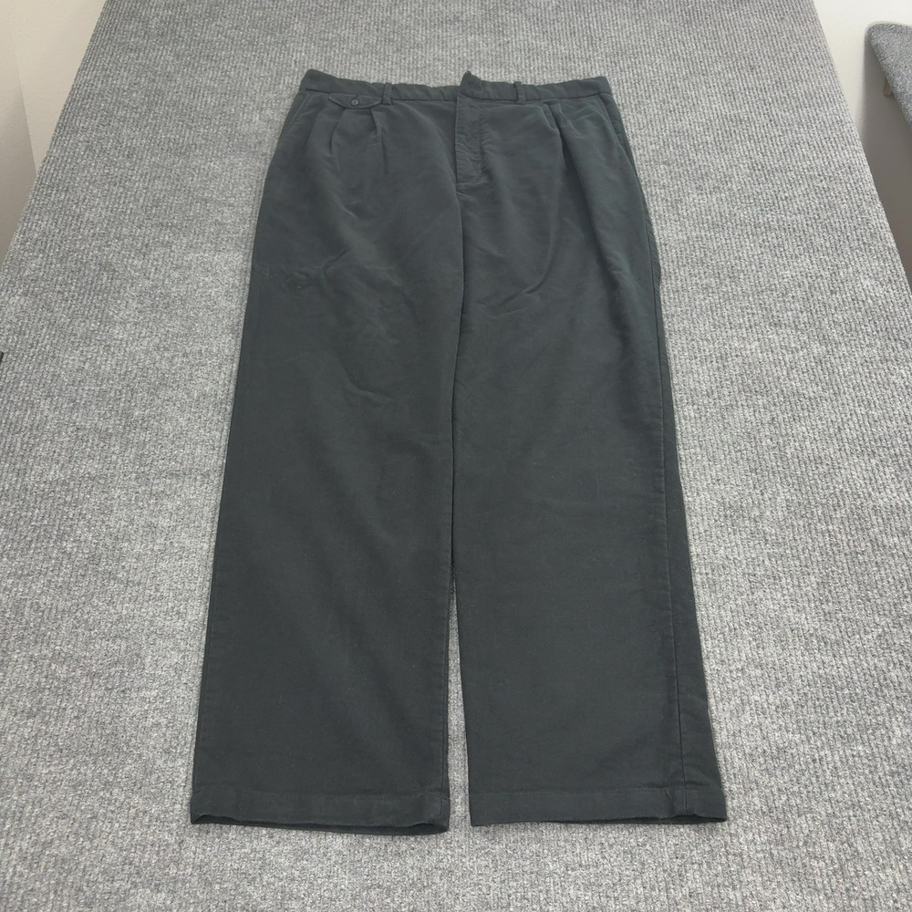 Banana Republic Pants Men 36x32 Black Cotton Spandex Pleated Chino Classic Style
